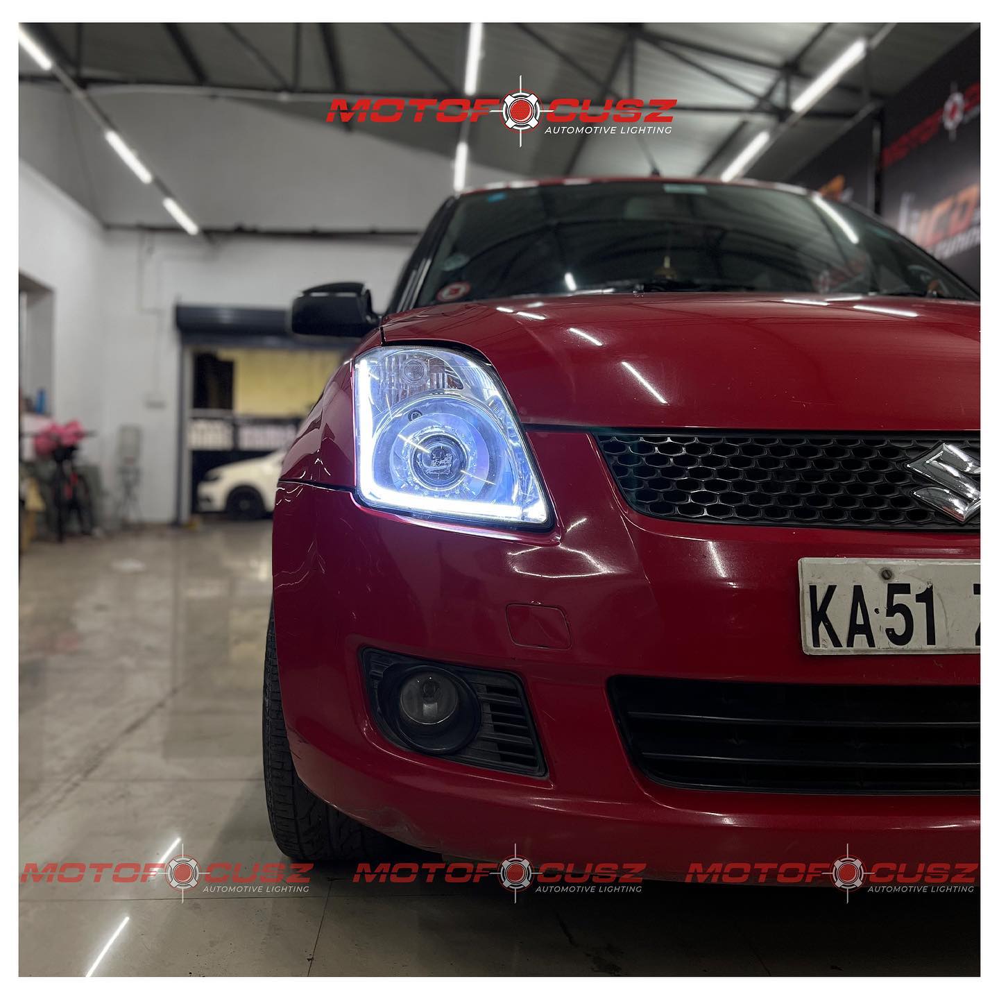 Maruti Suzuki Swift gets performance mini projectors upgrade from Motofocusz Best Headlight customisation in Chennai