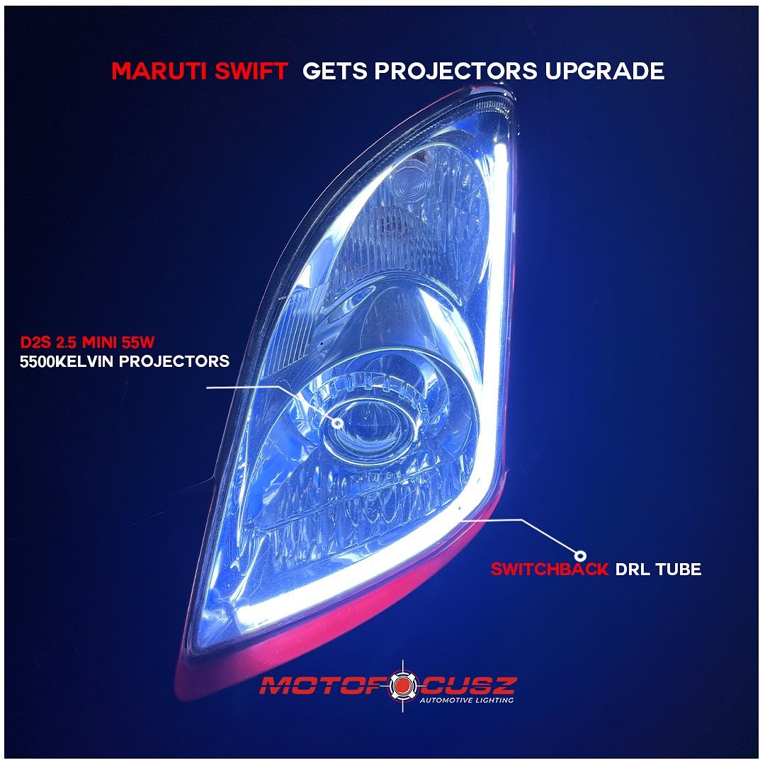 Maruti Suzuki Swift gets performance mini projectors upgrade from Motofocusz Best Headlight customisation in Chennai