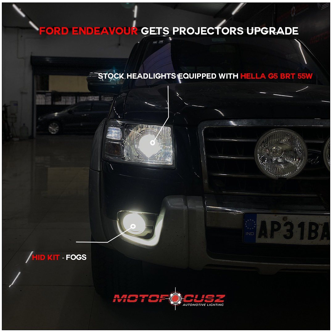 Ford Endeavour all the way from Andhra for Projectors & Fog upgrade from Motofocusz Best Headlight customisation in Chennai