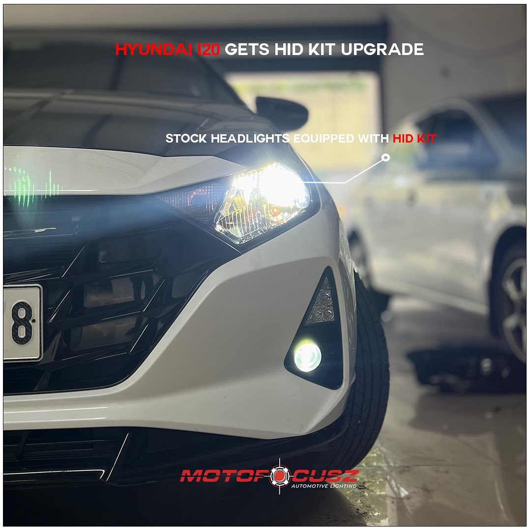 Hyundai i20 gets HB5(9005) HID KIT upgrade from Motofocusz Best Headlight customisation in Chennai