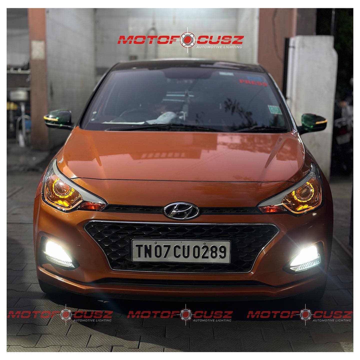 HYUNDAI I20 GETS HELLA G5 PROJECTORS UPGRADEâ€‹ from Motofocusz Best Headlight customisation in Chennai