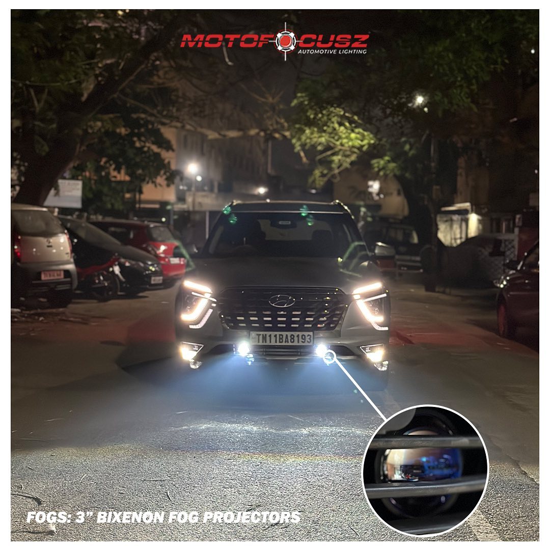 HYUNDAI ALCAZAR IN FOR FOG PROJECTORS UPGRADE from Motofocusz Best Headlight customisation in Chennai