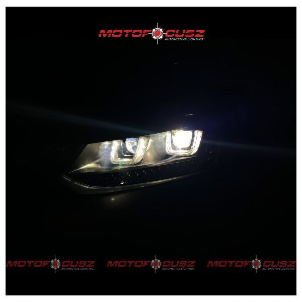 Volkswagen Vento Kicks in with aftermarket headlamps for adding extra power (Dual projectors) from Motofocusz Best Headlight customisation in Chennai