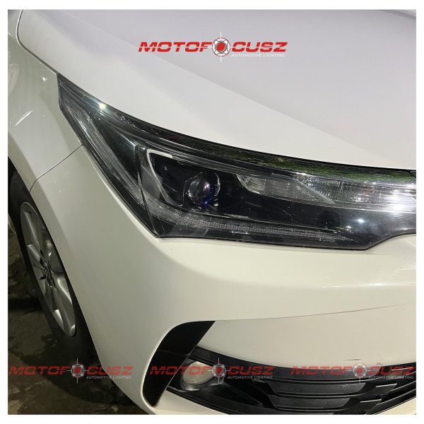 Toyota Corolla gets Hella G5 Brt projectors upgrade from Motofocusz Best Headlight customisation in Chennai