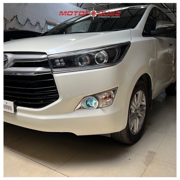 Toyota Innova crysta In for Fog projectors upgrade from Motofocusz Best Headlight customisation in Chennai