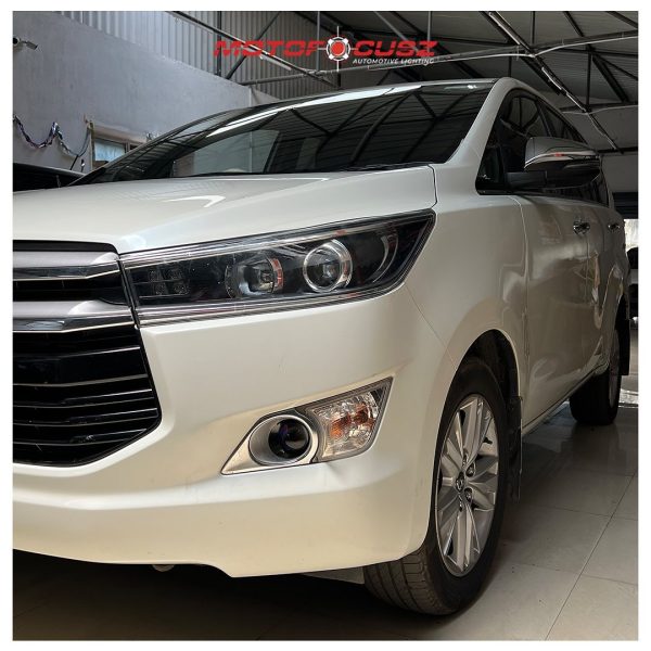 Toyota Innova crysta In for Fog projectors upgrade from Motofocusz Best Headlight customisation in Chennai